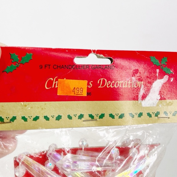 Vintage Christmas Iridescent 9’ Ft Chandellier Garland String Of Beads Tree - Picture 3 of 4